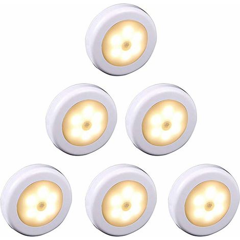 Lampen Led Kabellos Mit Bewegungsmelder Für Schrank, Treppe, Flur, Küche, Schlafzimmer (6 Stück) (weißes Gehäuse (warmweiß))