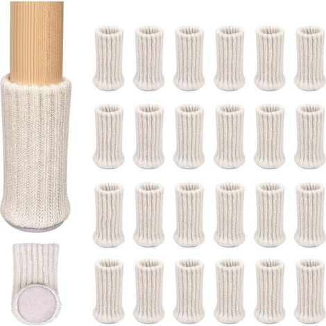 24er-pack Gestrickte, Rutschfeste Stuhlbeinsocken Für 1 Bis 2 Zoll Dicke Stuhlbeine – Schützt Vor Kratzern Und Reduziert Geräusche Für Leichtes Bewegen – Weiß