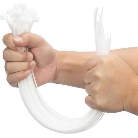 100 Stück Weiße Kabelbinder, Extra Lang 400mm X 9mm, Nylon-kabelbinder, Uv-beständig, Schwere Ausführung Mit 80 Kg Zugfestigkeit