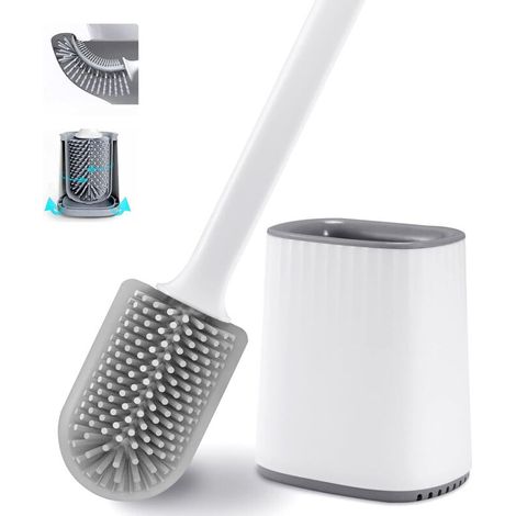 Wand- Und Stand-wc-bürste Aus Silikon Mit Halterung, Schwebende Design, Schnelles Trocknen Mit Wasserfilterbasis (weiß)