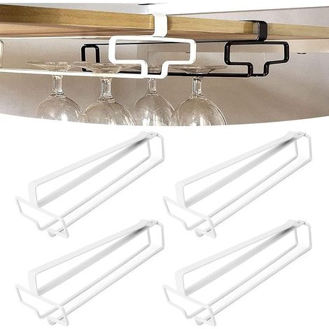 4 Stück Hängende Weinglashalter, Unter Schrank Montierbar, Weinrebe-förmig, Ohne Bohren, Aus Metall, Für Küche, Café, Bar Und Restaurant (weiß)