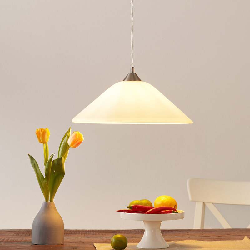 [gebraucht] B-ware Orion Hängeleuchte Loisa Led Pendelleuchte Lampe Dimmbar Nickel Alabaster 17cm
