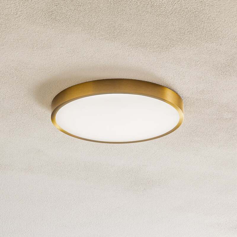 [gebraucht] B-ware Bully Deckenleuchte Lampe Led Aluminium Acryl Altmessing Weiß Warmweiß Rund 24 C