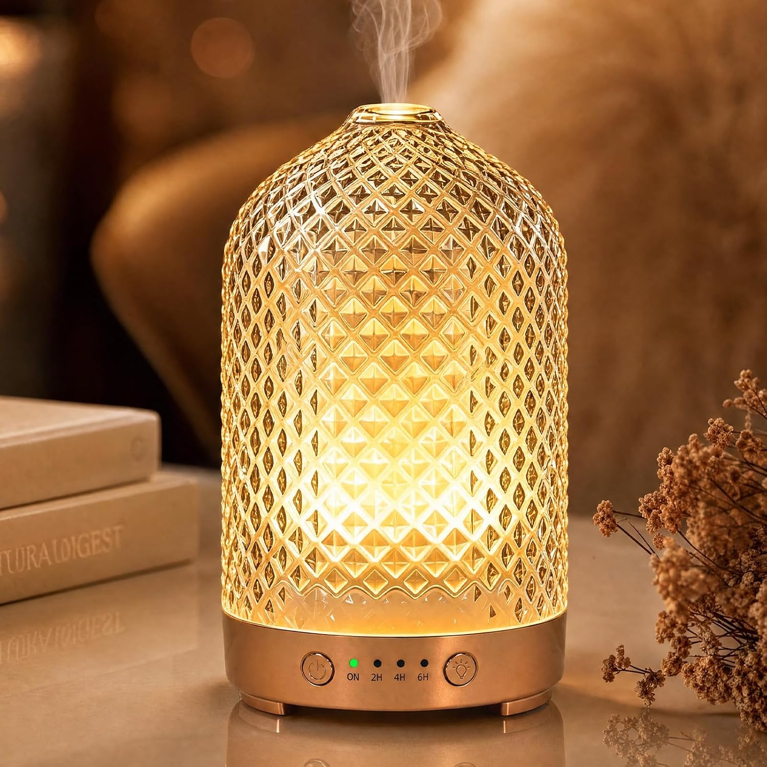 Elektrischer Aromatherapie-diffusor Für Ätherische Öle, 200 Ml Glas-aroma-diffusor Mit Automatischer Abschaltung, 7 Led-leuchten, Leiser Ultraschallbetrieb Für Zuhause, Büro Oder Als Geschenk