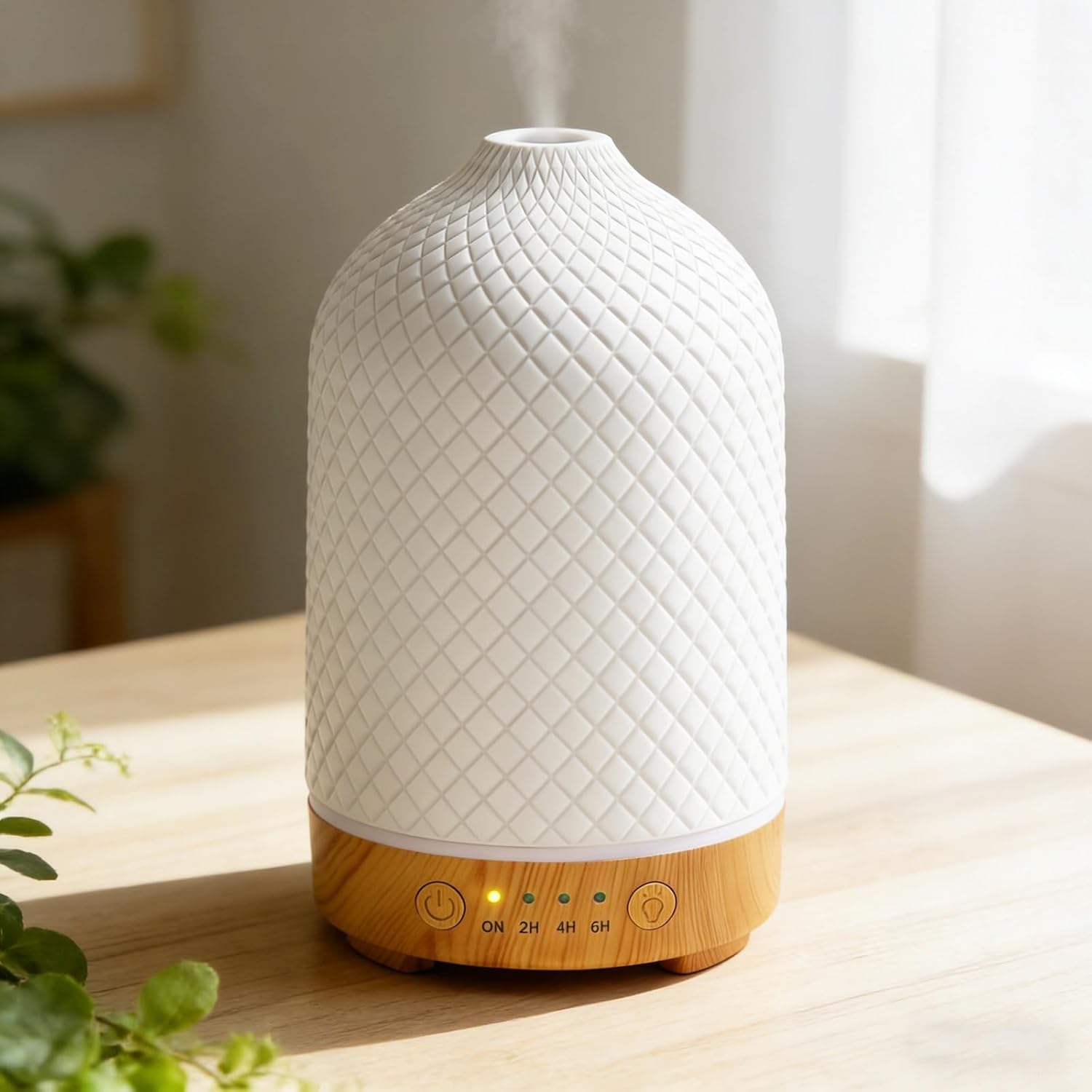 Ätherischer Öldiffusor, Elektrischer Ultraschall-aromatherapie-diffusor Aus Keramik, 200 Ml, Mit 7 Farben Und Automatischer Abschaltfunktion, Für Wohnung, Büro, Zuhause, Yoga, Geschenk