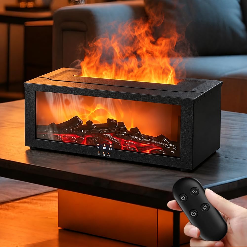 Ätherisches Öl-diffusor Für Kamine Mit Fernbedienung, 280 Ml, Flammeneffekt In 7 Farben, Aromatherapie-nebel, Luftbefeuchter Mit Automatischer Abschaltfunktion, Ideal Für Bar, Schlafzimmer, Büro Und D