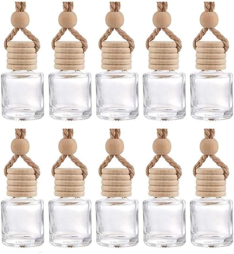 10 Stück Leere Glas-parfümfläschchen Zur Auto-hängedekoration, Lufterfrischer-diffusorflaschen, Duftöl- Und Aromatherapieflaschen Zur Dekoration Des Rückspiegels