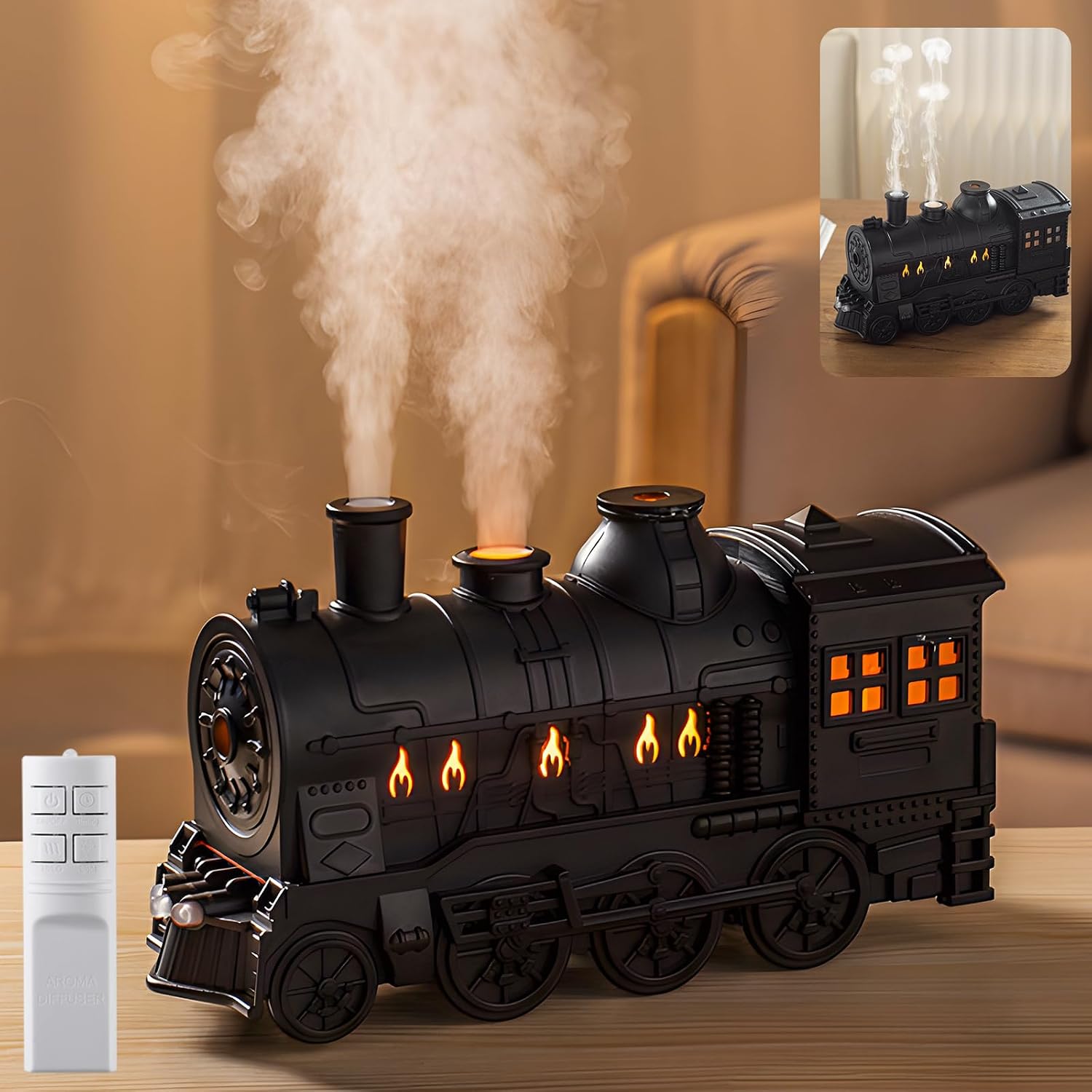300-ml-aroma-diffusor Im Retro-zug-design – Luftbefeuchter Mit Kaltnebel Und Nachtlicht, Aromatherapie-diffusor Für Zuhause, Schlafzimmer Und Büro