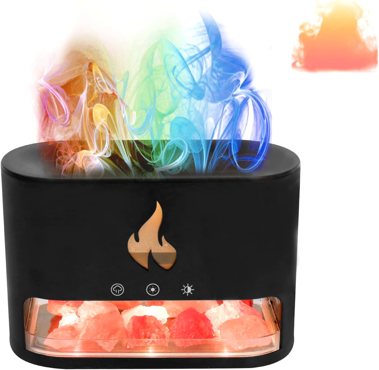 Aromadiffusor Mit Flammeneffekt, 7 Lichtfarben, 250-ml-luftbefeuchter, Ätherischer Öldiffusor, 3 Modi, Timer Für Zuhause Oder Büro (schwarz)