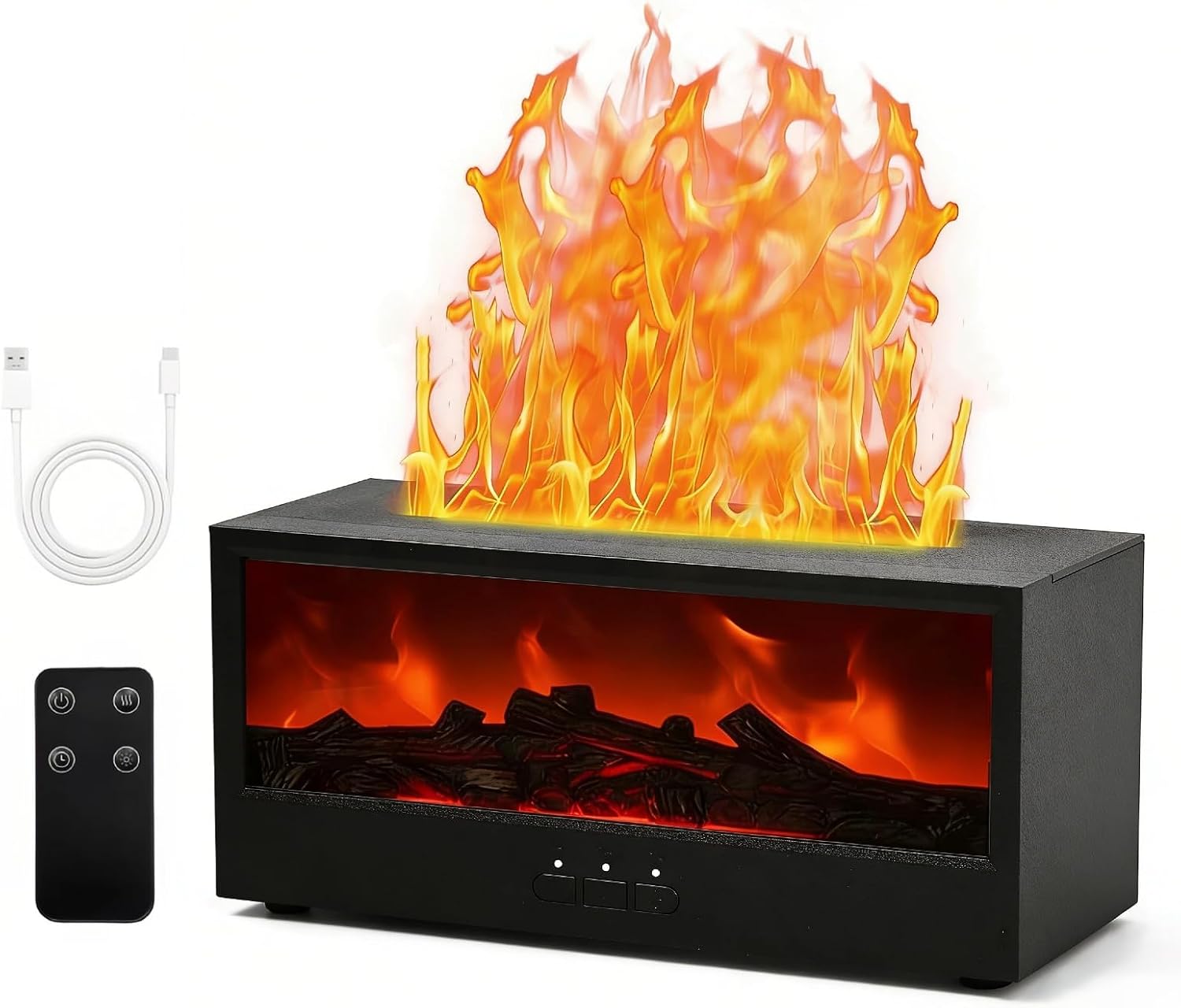 3d-flammen-diffusor Für Ätherische Öle, 150 Ml Luftbefeuchter Mit Kaminfunktion, Fernbedienung, 7-farbigem Led-nachtlicht Und Timer, Duftöl-diffusor Für Schlafzimmer, Zuhause Und Büro
