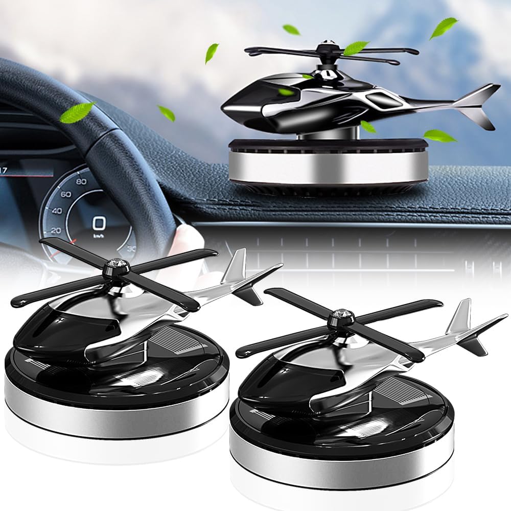 2er-set Auto-lufterfrischer, Kreatives Helikopter-design, Solarbetrieben, Aromatherapie, Aluminiumlegierung, Leistungsstarker Solardiffusor Für Auto Und Zuhause