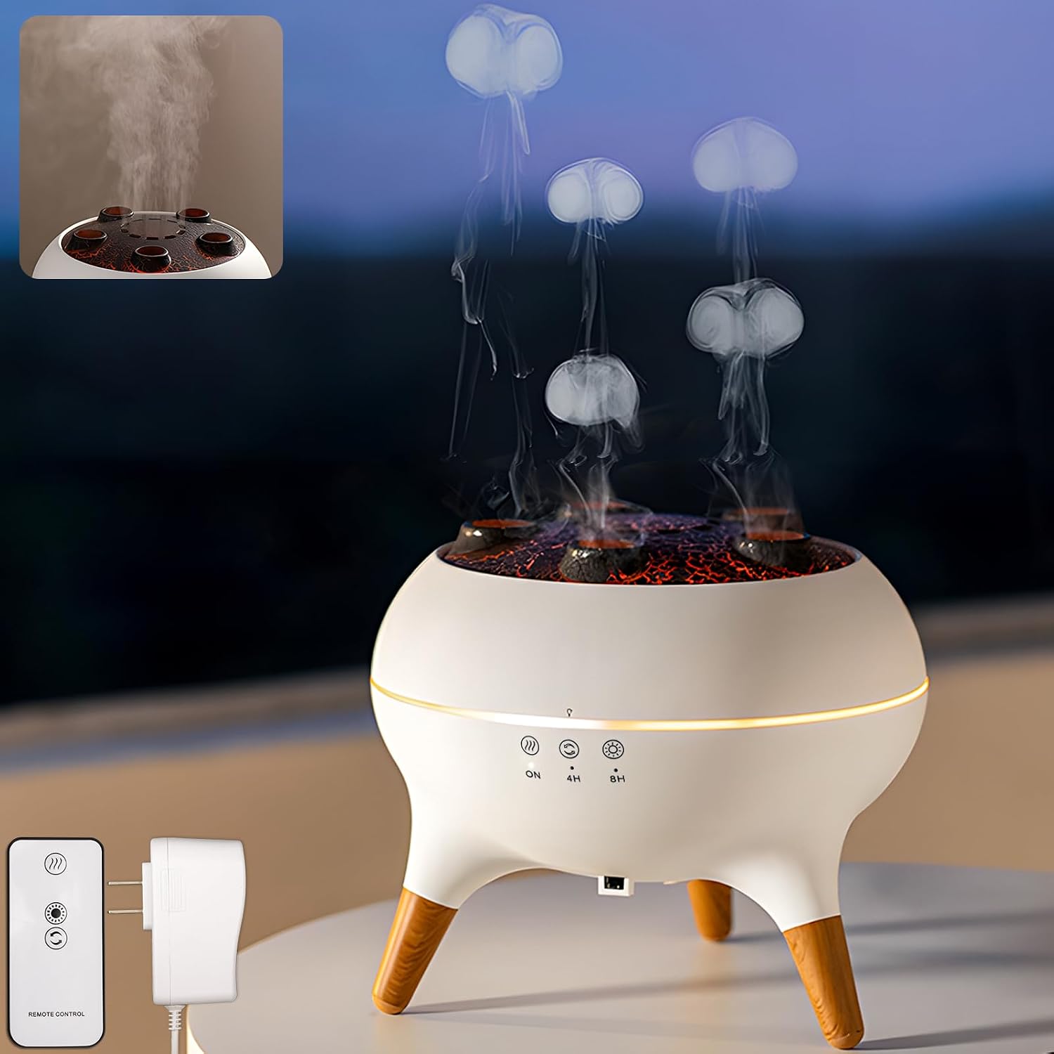 Diffusor Für Ätherische Öle, Aromatherapie-diffusor, Ultraschall-luftbefeuchter Mit Kaltvernebelung, Musiksynchronisation, Gel-diffusor Mit 7-farbigem Licht, Fernbedienung