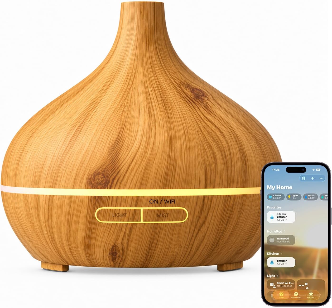 Mod150 Vernetzter Ätherischer Öldiffusor, Wlan-luftbefeuchter Mit App-steuerung Und Sprachbefehlen, Kompatibel Mit Apple Home, Alexa Und Google Home, Bpa-frei