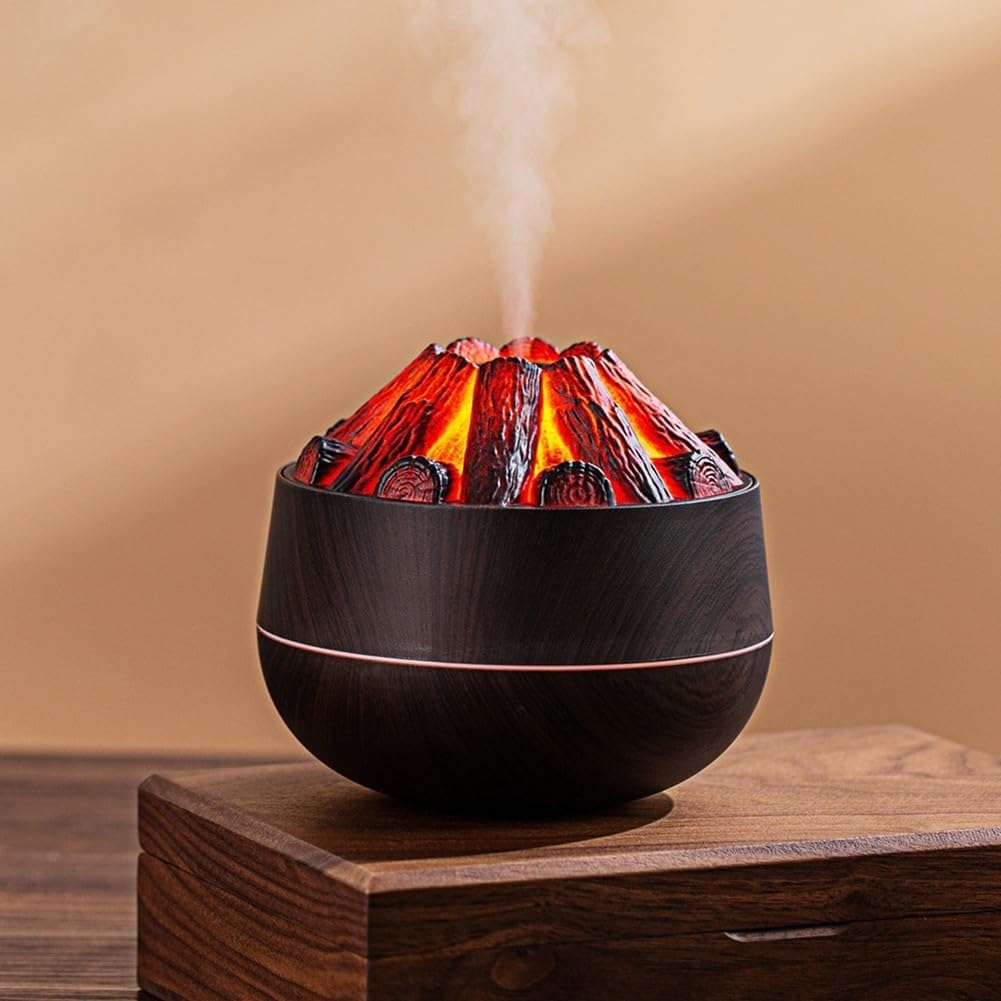 Ätherisches Öl-diffusor, 300 Ml, Lagerfeuer-diffusor, Geräuschlose Luftbefeuchtung, Romantische Atmosphäre, Aromatherapie Für Zuhause Und Büro (dunkel)