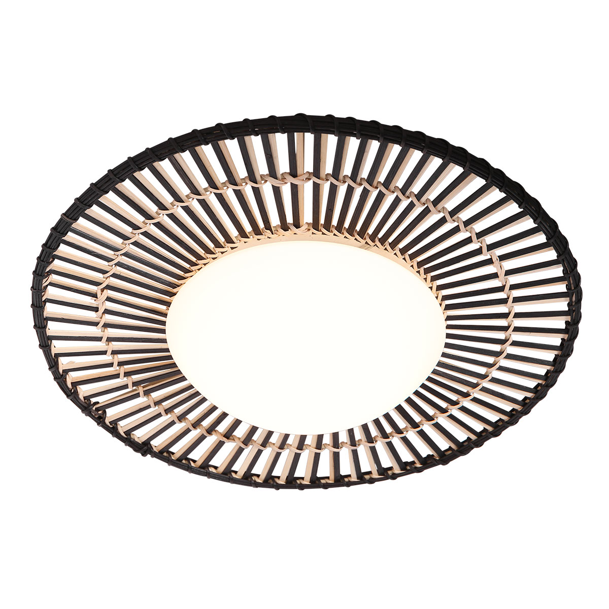 Deckenleuchte - Schwarz - Aura - Bambus Glas Holz - Ø 50cm - Led
