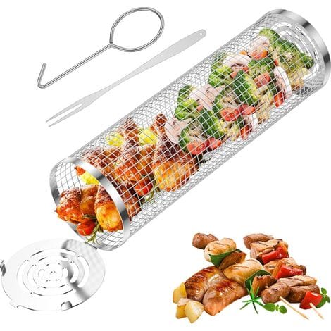 Rollbarer Grillkorb, Edelstahl-grillkorb, Grillkörbe Mit Haken (1 Stück)