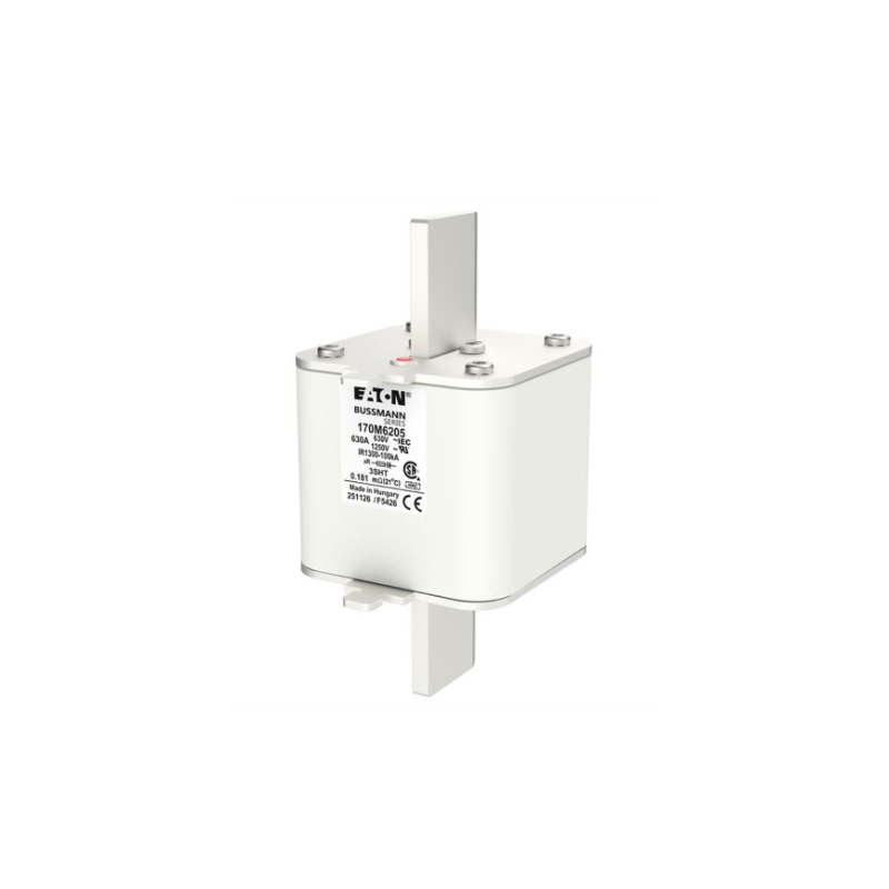 Bussmann 170m6205 Hochgeschwindigkeitssicherung 630 A – 1250 V Ac, Größe 3 – 76 X 76 X 150 Mm, Ar Iec, Einzelanzeige