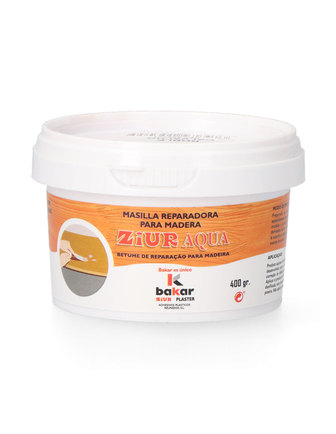 Mastic Bois Ziur Aqua Chêne Réparation Bois, Aqueux, Couleur Chêne - Bakar