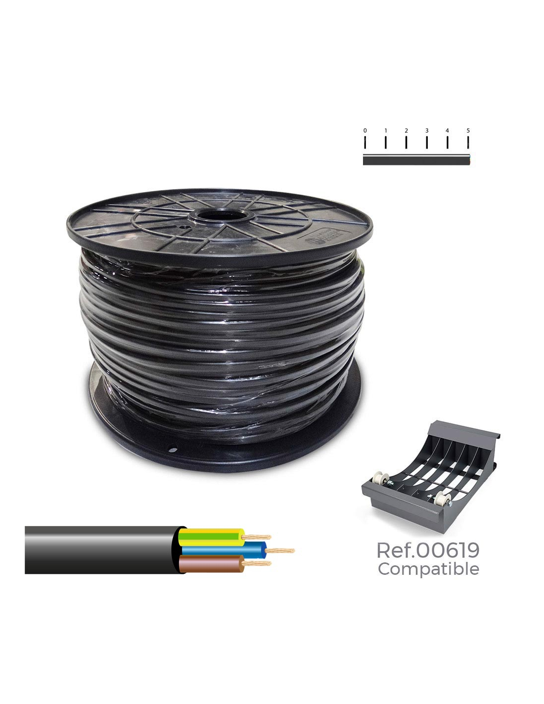 Spule Acrylkabel 1kv 3x2,5mm Schwarz 150m (große Spule Ø400x200mm)