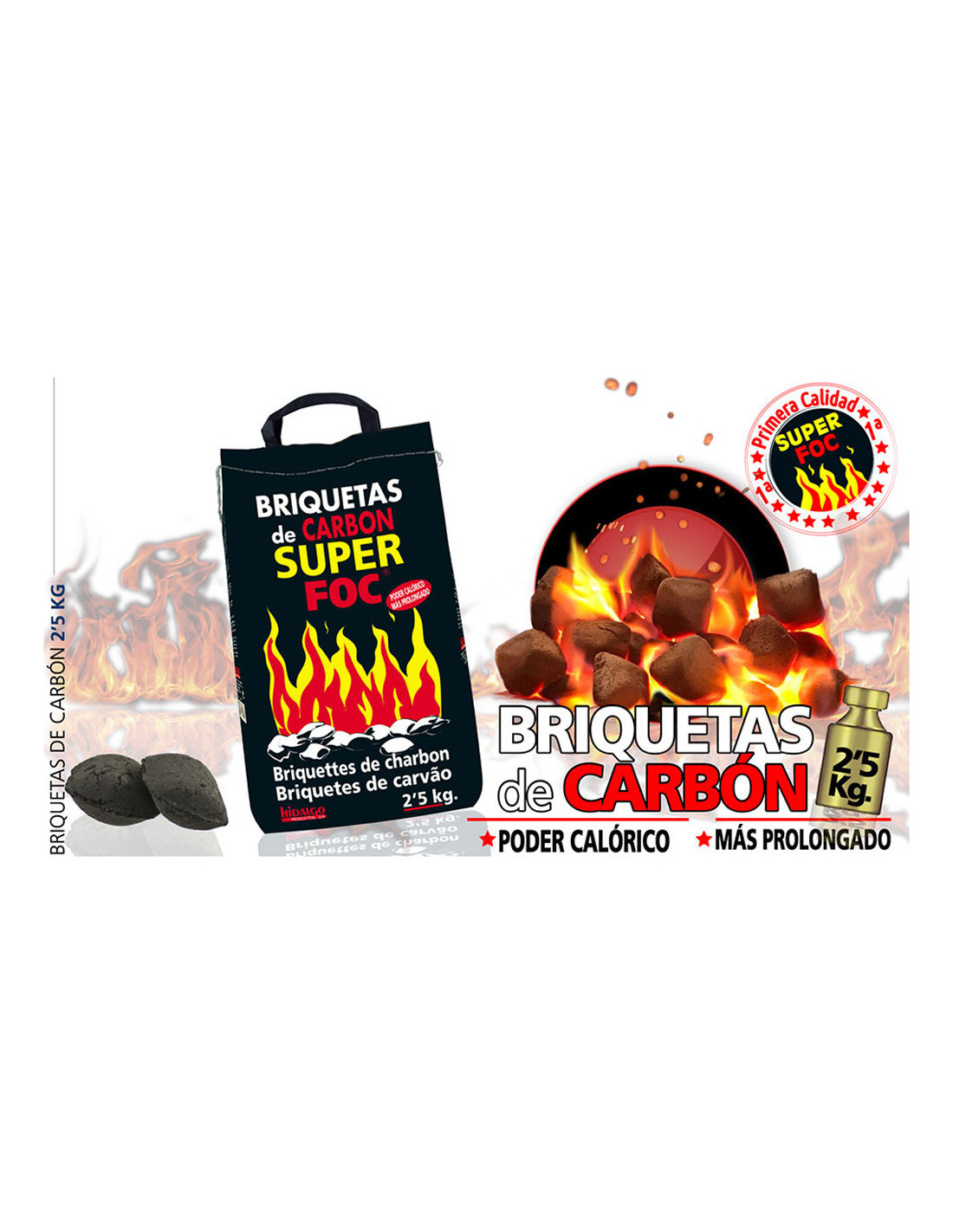 Vegetarische Holzbriketts Aus Kohle 2,5 Kg 08006 Superfoc