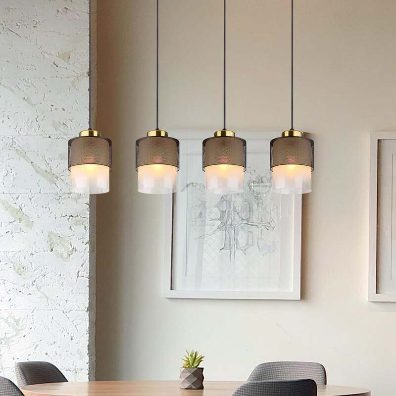 [gebraucht] B-ware Globo Hängeleuchte Pendelleuchte Olga 4-flg Led Dimmbar Schwarz 91cm Metall Glas