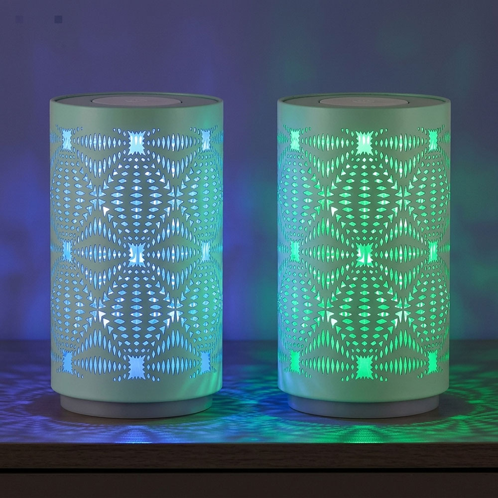 2x Led Tischlampe Tischleuchte Arbeitszimmerleuchte Weiß Metall Farbwechsel