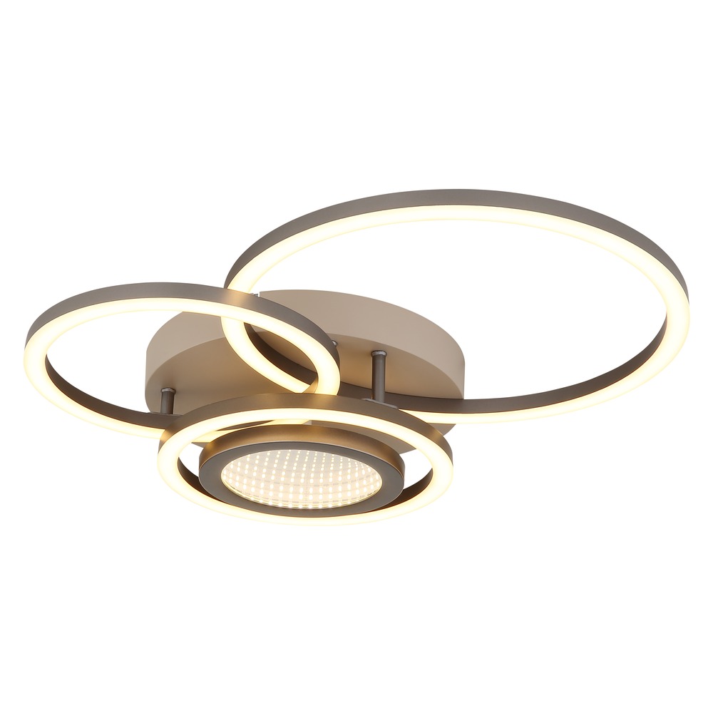 Led Deckenlampe Wohnzimmer Deckenleuchte Sandfarben 3 Ringe Tunnel-effekt L 49cm