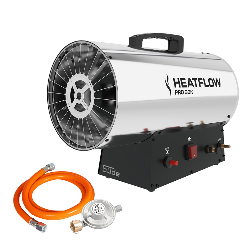 Güde Gasheizgebläse Heatflow Pro 30k Inox Heißluftgebläse 30000 W Heizleistung