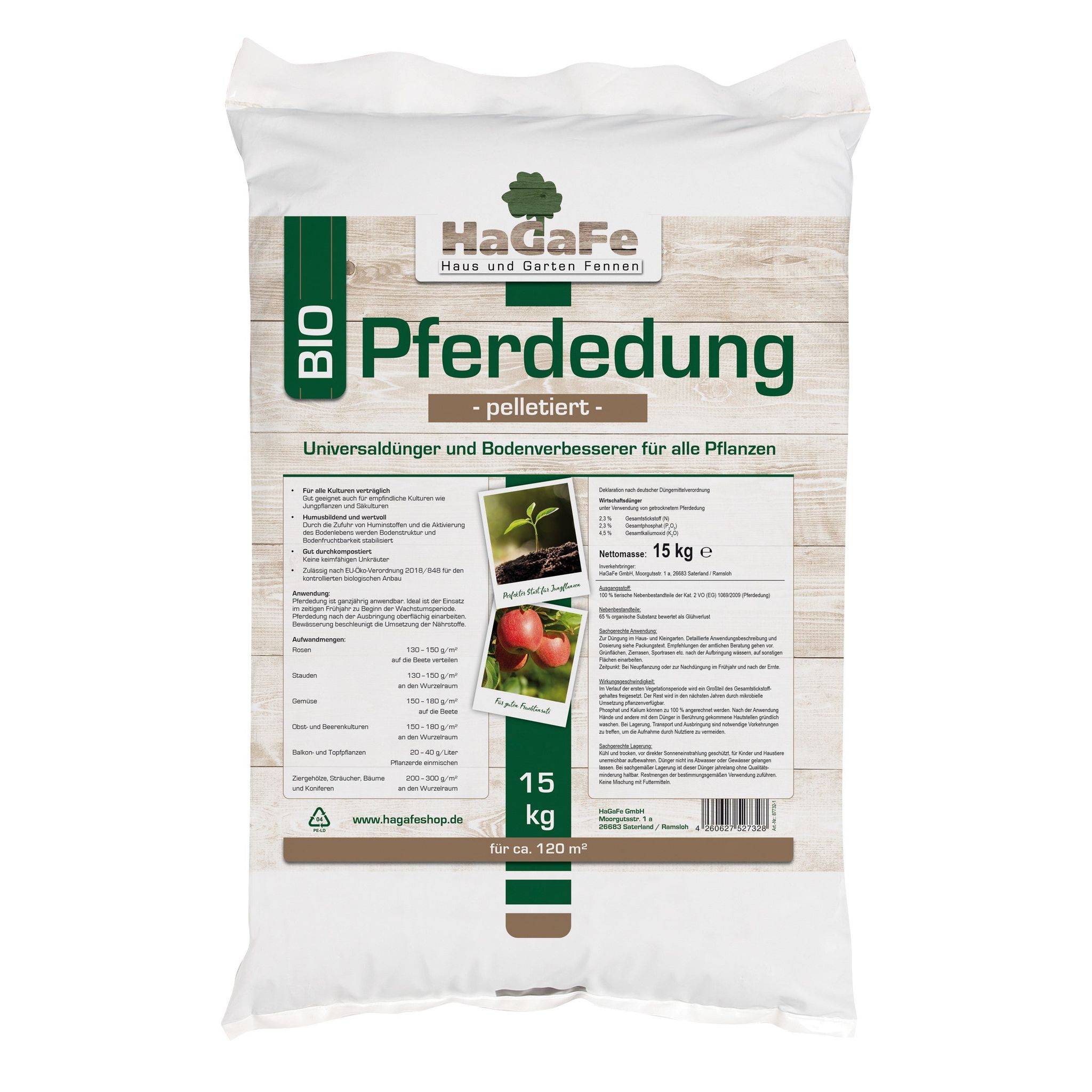 Hagafe Reiner Pferdedung Pferdemist Dung Mist Organischer Volldünger 1 X 15kg