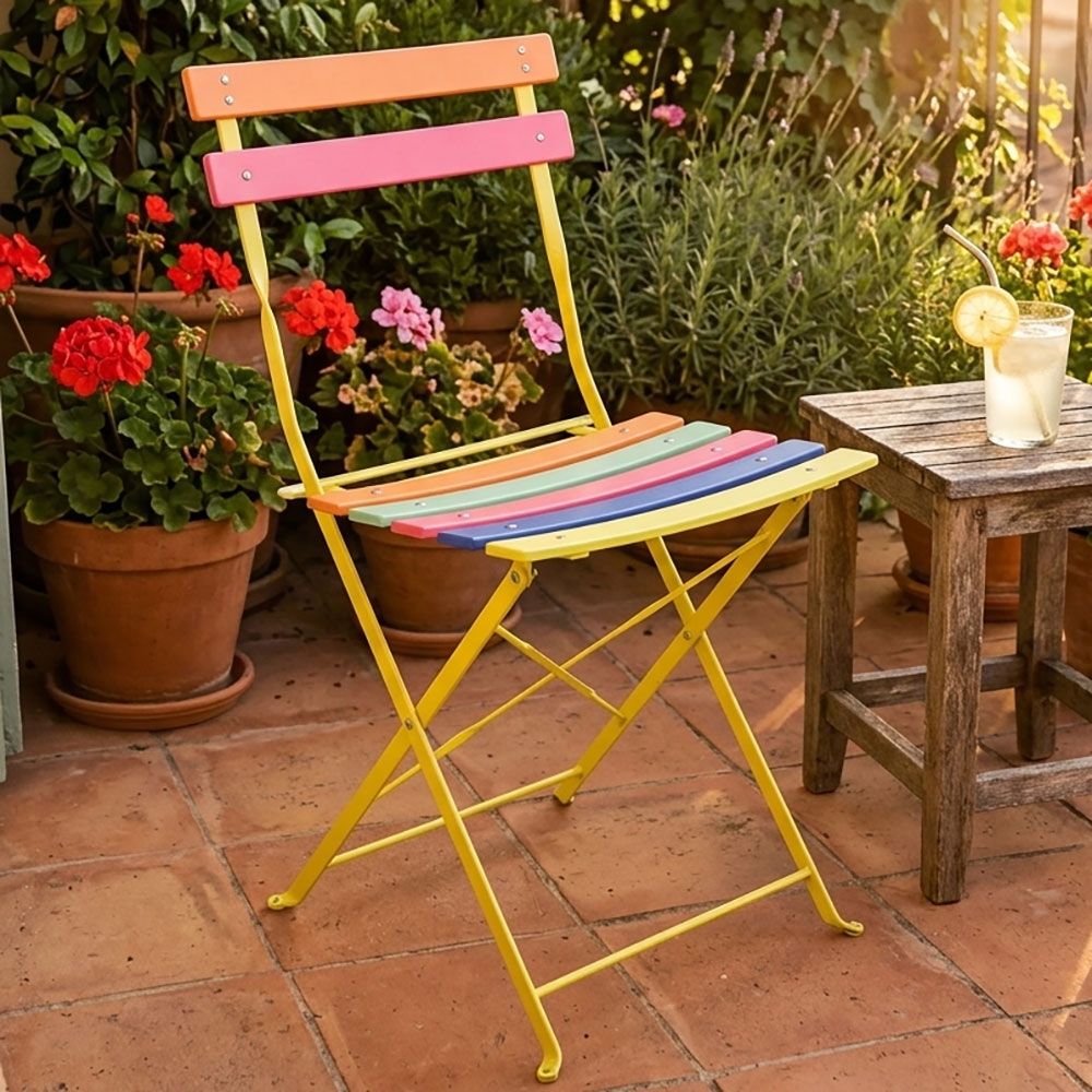 Klappstuhl Bunt Eisen Zusammenklappbar Gartenstuhl Mehrfarbig H 77,5 Cm
