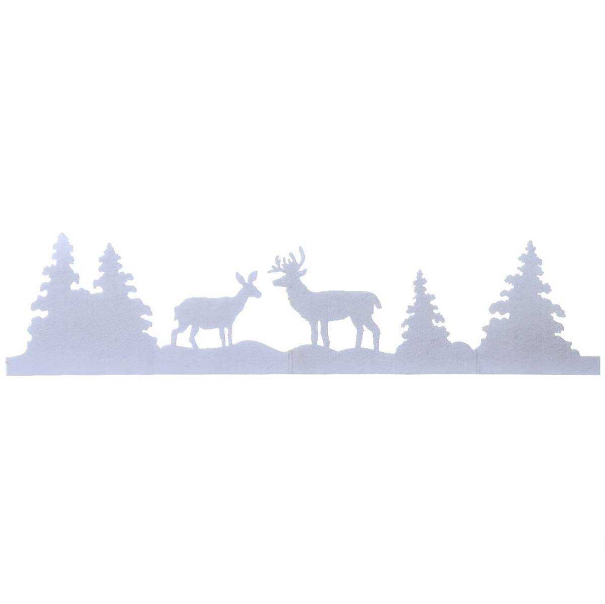 Weihnachtliche Fensterdeko Schneerand Wald Weiß 100 X 24 Cm - Polyester