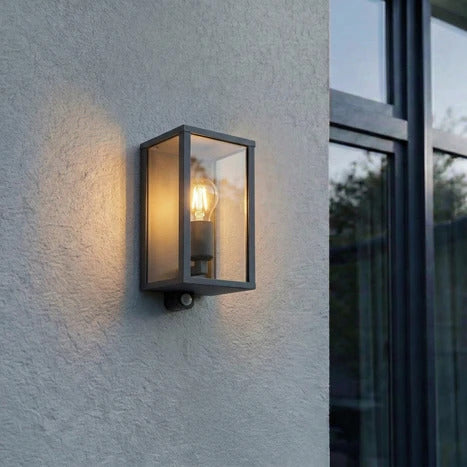 [gebraucht] B-ware Peldar Außenwandlampe Gartenlampe Anthrazit Klar Sensor Ip44 26cm Wandleuchte