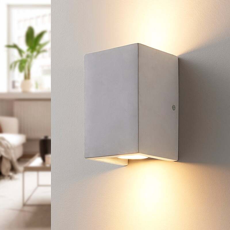 [gebraucht] B-ware Lindby Wandleuchte Gerda 2-flammig Led Wandlampe Beton Dimmbar Hellgrau 10x15cm