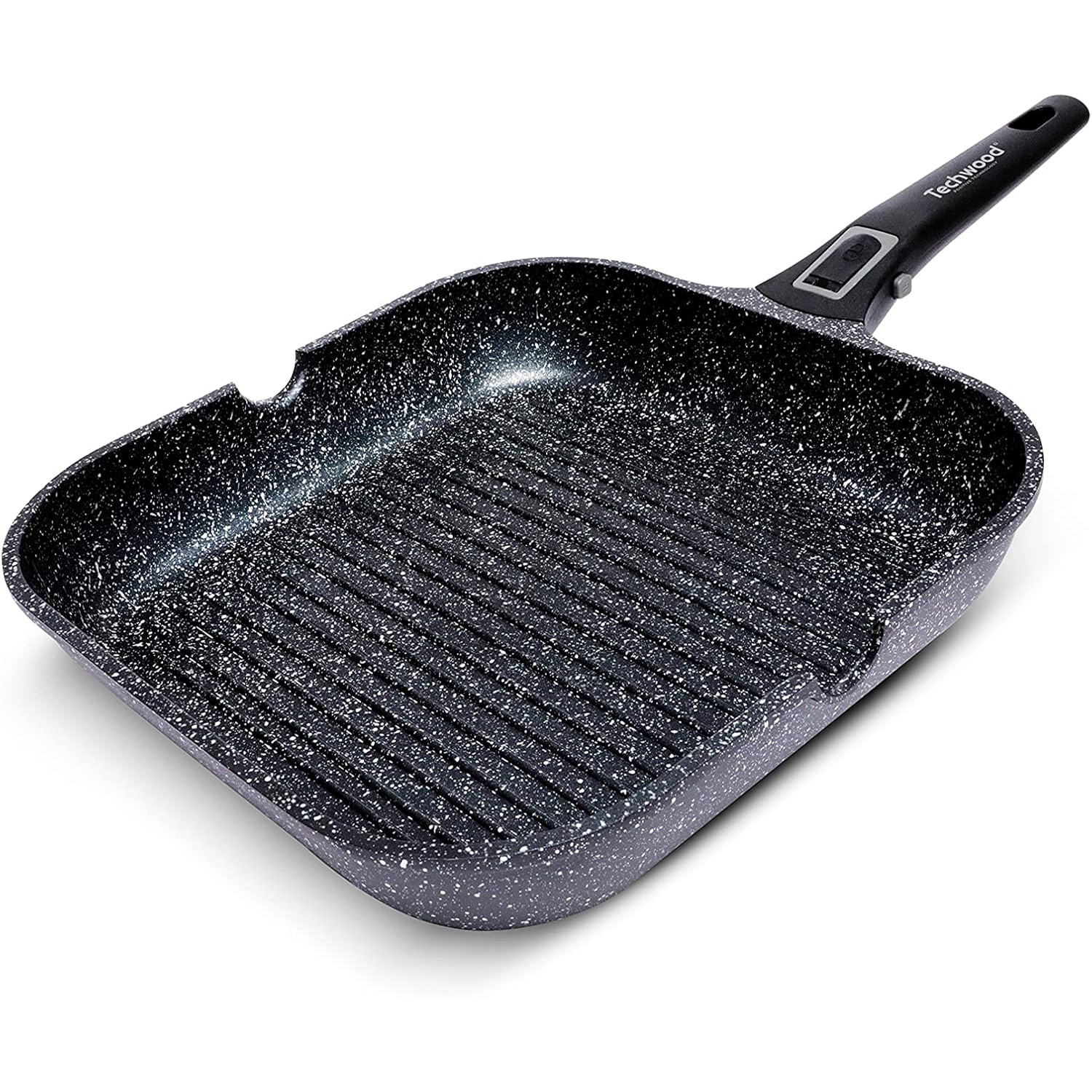 Grill En Pierre Ø 28 Cm De Diamètre - Techwood Tp-28g - Tous Types De Feux Dont Induction, Fonte D’aluminium "effet Pierre