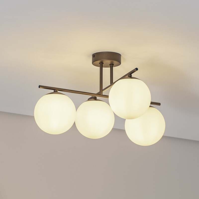 [gebraucht] B-ware Domiluce Deckenleuchte Lampe Aurora Braun Glas Ø 50 Cm 4-flammig E14 Leuchte