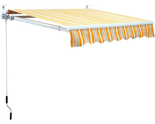 [gebraucht] B-ware Gelenkarm-markise 3x2,5m Pe Lotuseffekt Orange-grau-weiß Für Balkon Terrasse
