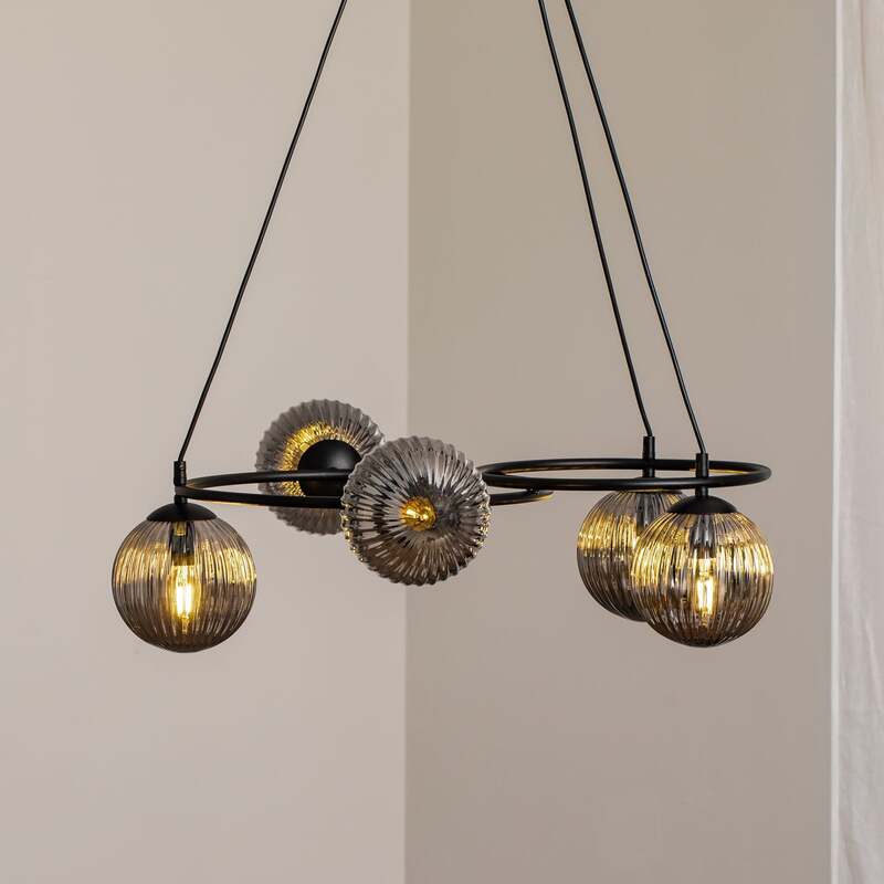 [gebraucht] B-ware Wohnzimmerlampe Libra Hängelampe Led Pendelleuchte Dimmbar Grau Schwarz Ø70cm