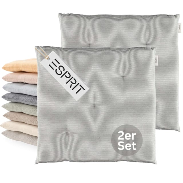 Esprit Sitzkissen Needlestripe - 2er Set 40x40 Cm, Grau