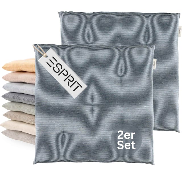 Esprit Sitzkissen Needlestripe - 2er Set 40x40 Cm, Blau