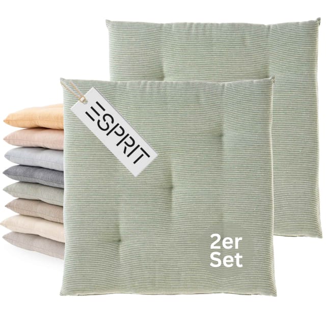 Esprit Sitzkissen Needlestripe - 2er Set 40x40 Cm, Grün