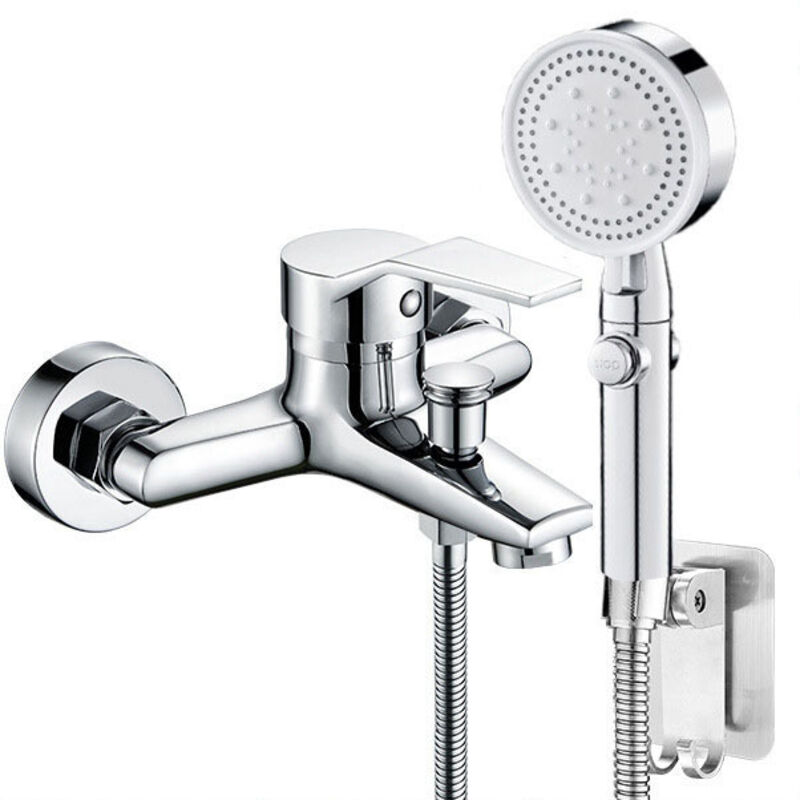 Badewannenarmatur Mit Handbrause, Einhebelmischer, 5 Modi, 1 Flexibel, Für Badewanne, Silber