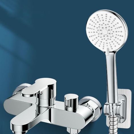 Wannen-/brausebatterie Mit Handbrause, Wannen-/brausebatterie, Zwei Abgänge, Einhebel-badewannen-/brausebatterie Mit Handbrause, Halterung, 1,5 M Flexibler Schlauch, Silber