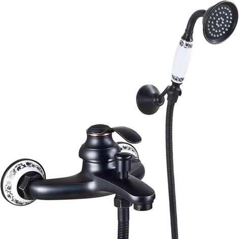 Robinet De Baignoire Rétro Wall En Laiton H59 – Mitigeur De Douche Avec Douchette À Main – Einfache Installation – Flexibel 150 Cm