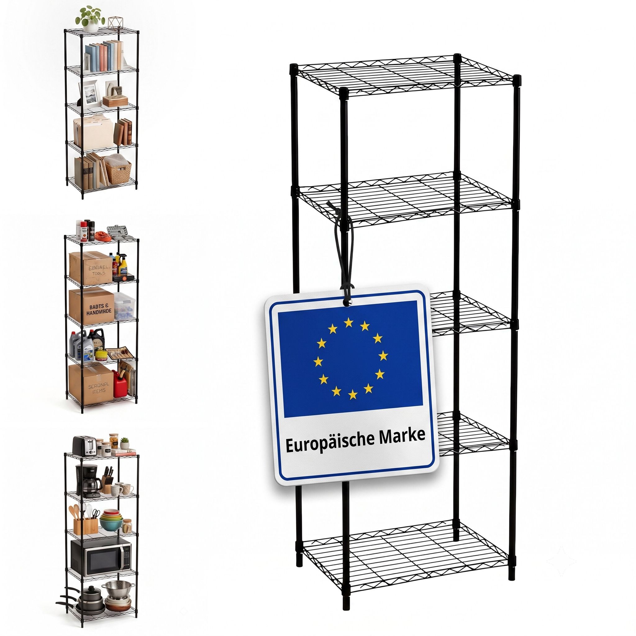 Relaxdays Metallregal, 5 Ebenen Je Bis 35 Kg, Hbt: 160 X 56 X 35 Cm, Haus, Keller & Garage, Stecksystem, Stahl, Schwarz