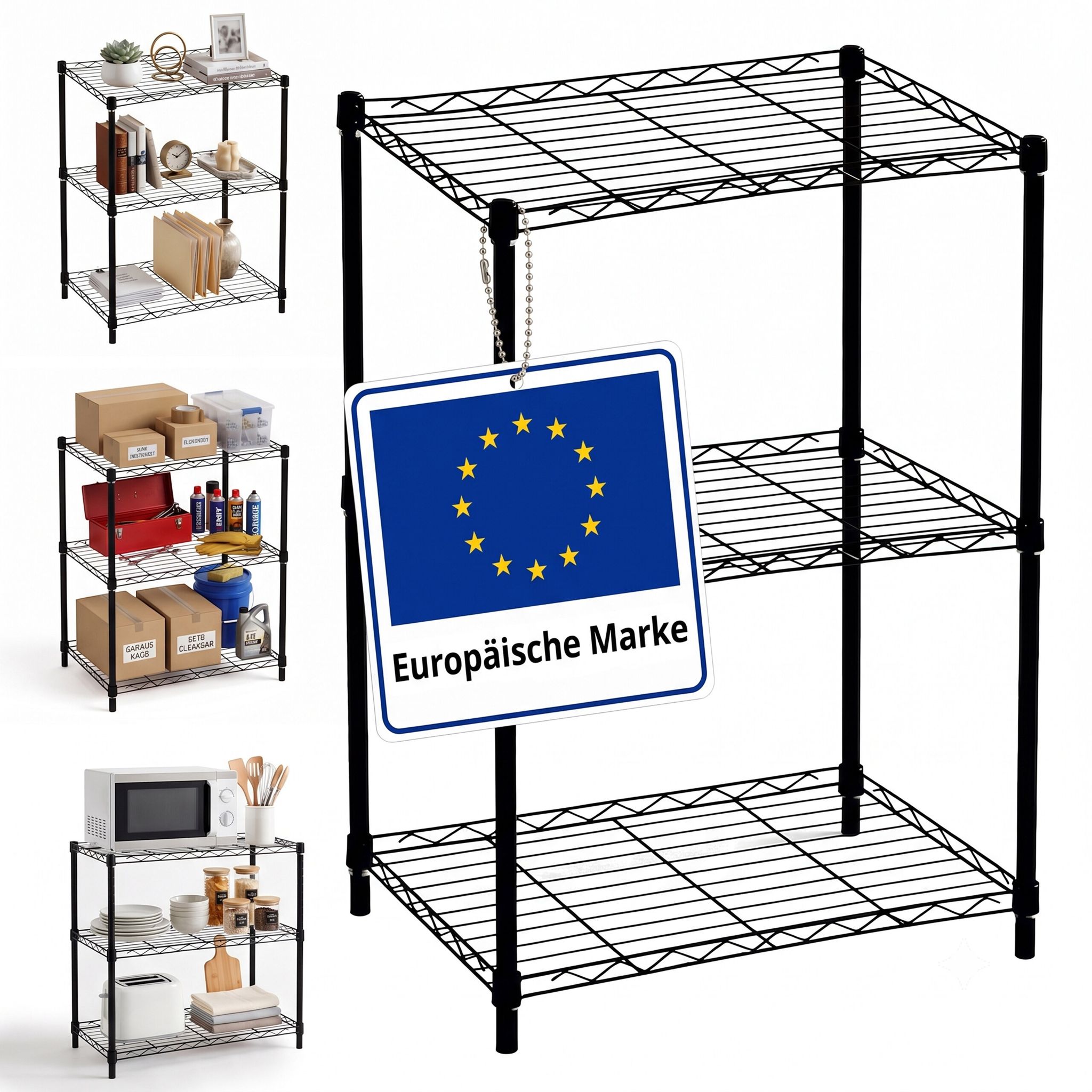 Relaxdays Metallregal, 3 Ebenen Je Bis 35 Kg, Hbt: 84 X 56 X 35 Cm, Haus, Keller & Garage, Stecksystem, Stahl, Schwarz