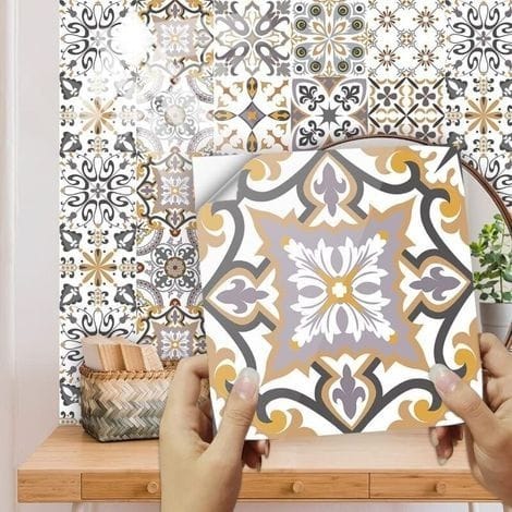 10 Selbstklebende Wandfliesenaufkleber, Wasserfeste Pvc-mosaikfliesen, Schlichte Dekoration Im Marokkanischen Stil, Diy-wandaufkleber (20 X 20 Cm)