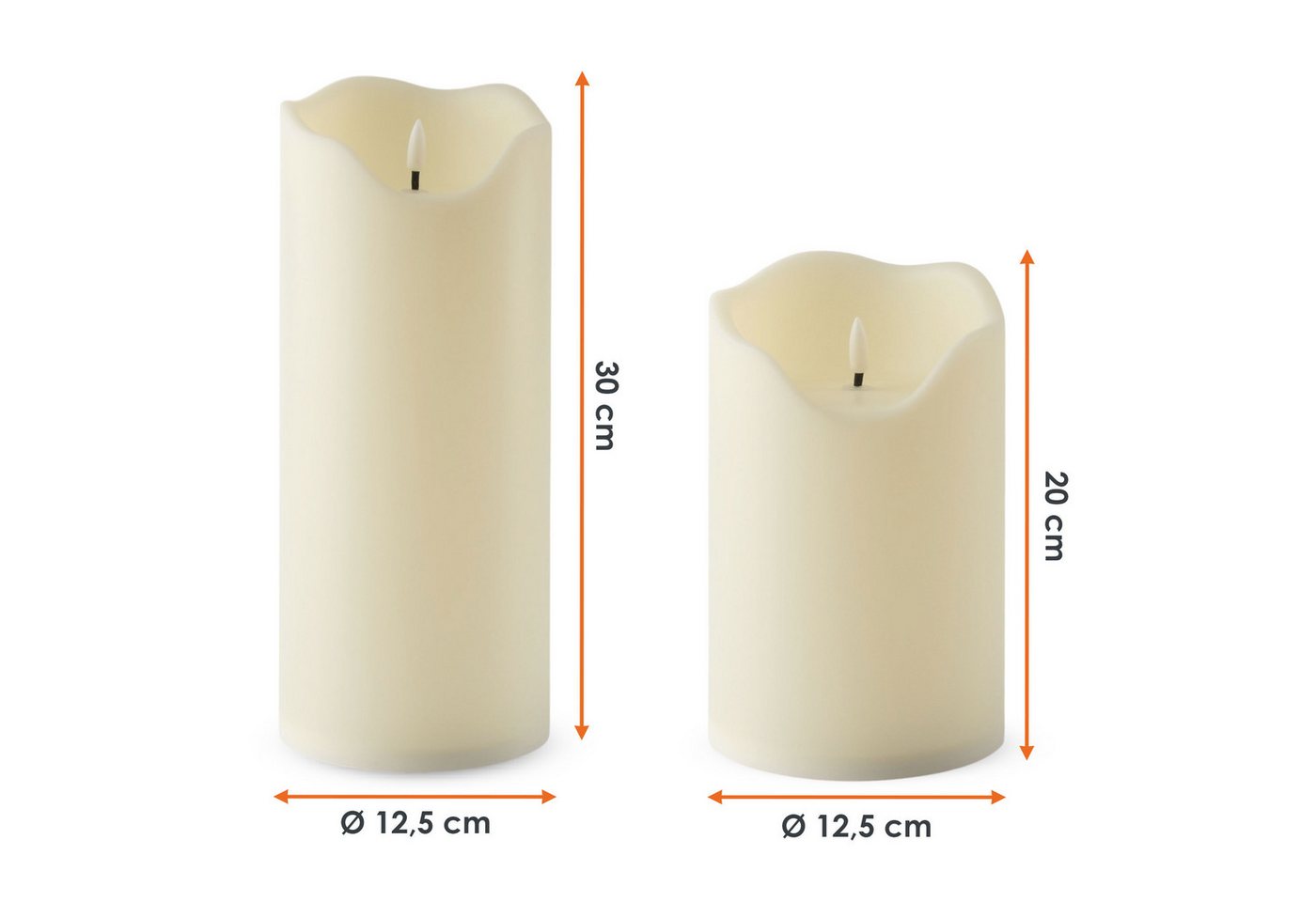 Xxxl Led Outdoor Kerze Cremeweiß Mit Timer 2er Set - 30 20 Cm - Elektrische Laternenkerze Mit Fernbedienung Für Außen & Innen Mit Flammen Effekt