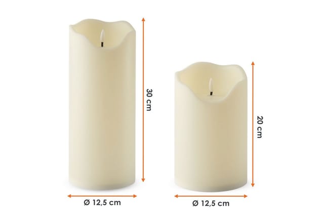 Xxxl Led Outdoor Kerze Cremeweiß Mit Timer 2er Set - 30 20 Cm - Elektrische Laternenkerze Mit Fernbedienung Für Außen & Innen Mit Flammen Effekt