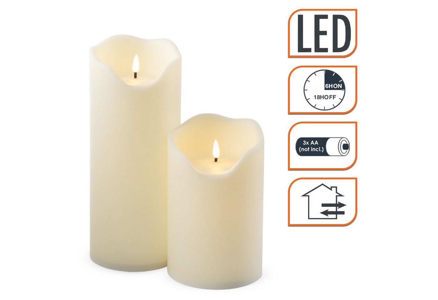 Xxxl Led Outdoor Kerze Cremeweiß Mit Timer 2er Set - 30 20 Cm - Elektrische Laternenkerze Mit Fernbedienung Für Außen & Innen Mit Flammen Effekt Bild 3