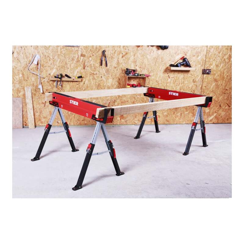 [gebraucht] B-ware Stier Klapp-sägebock Höhenverstellbar 2er Set Stahl Tragkraft 590 Kg Sägebock